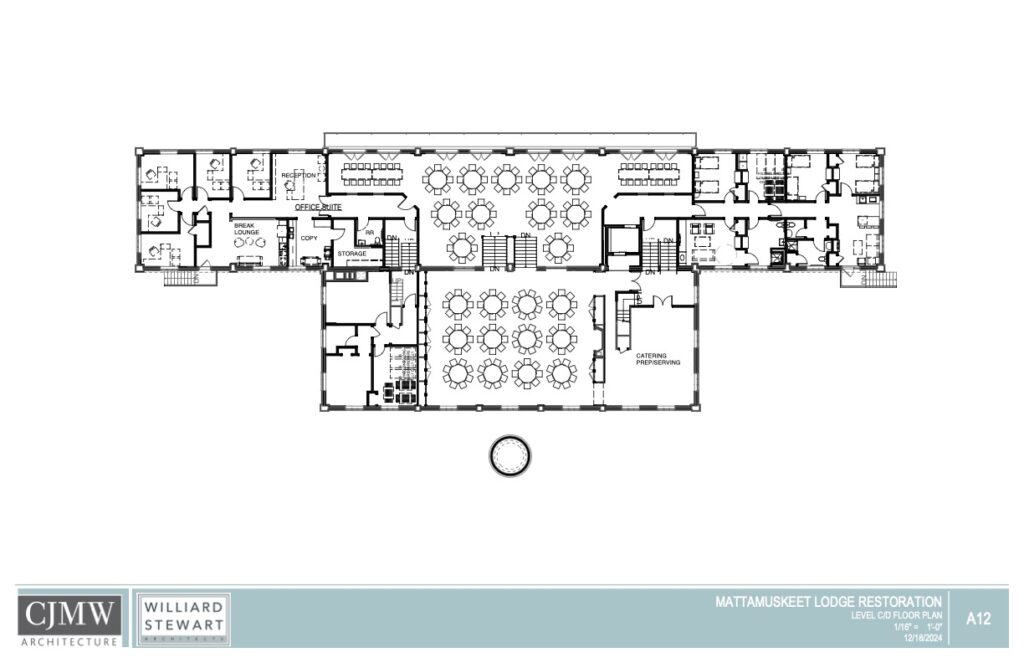 Floor plans for Level 2: event space and office space