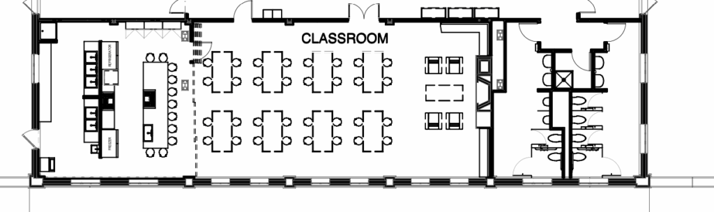 Floor plans for teaching kitchen